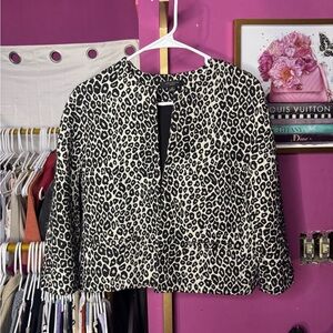 Ann Taylor Black and White Animal Print Blazer
